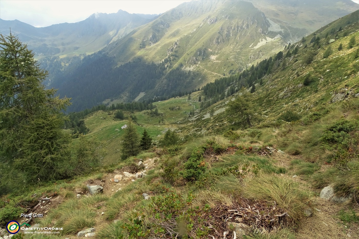 73 Scendendo per sentiero tortuoso da Baita Pianadei (2097 m) alla Baita del Buco (1936 m) .JPG